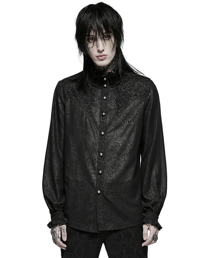 WY-1380 Mens Gothic Aristocrat Paisley Applique Dress Shirt