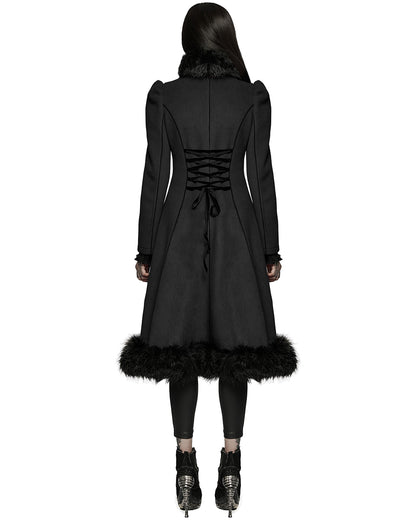 WY-1414 Womens Gothic Lace Applique Velvet Maxi Coat