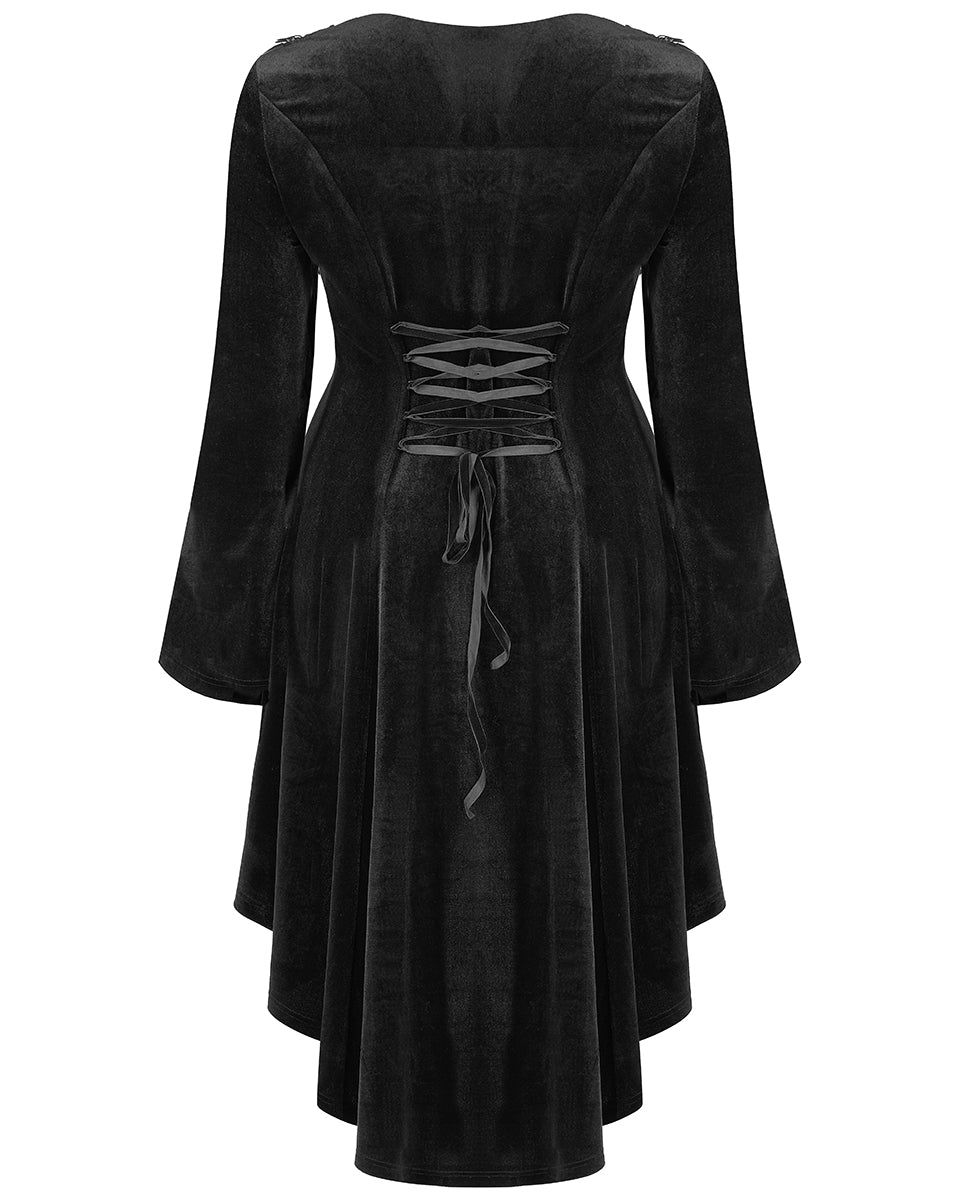 DQ-577 Plus Size Womens Velvet Gothic Lace Applique Dress – Punk Rave