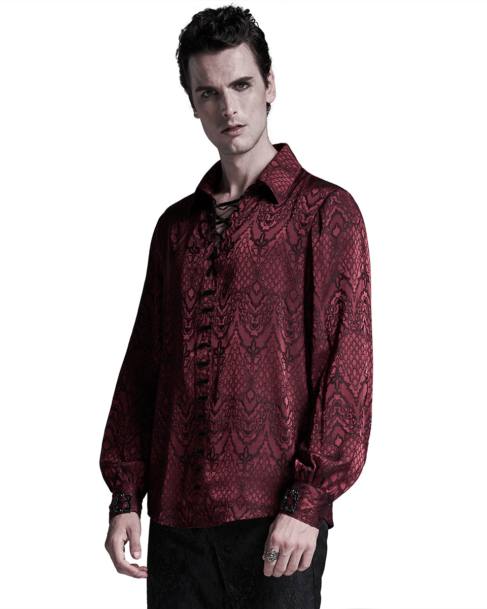 WY-1279 Mens Serpentine Gothic Dandy Shirt - Red