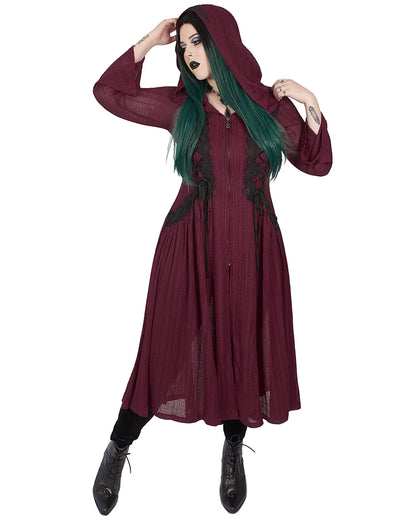 DY-1298 Plus Size Apothecaria Womens Hooded Cloak Jacket - Red