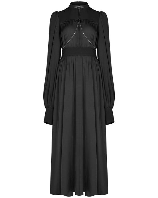 OPQ638 Daily Life Urban Occult Retrogothic Chiffon Split Leg Maxi Dress