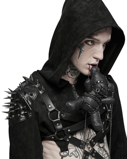 Y-667 Mens Apocalyptic Punk Cropped Hooded Biker Jacket