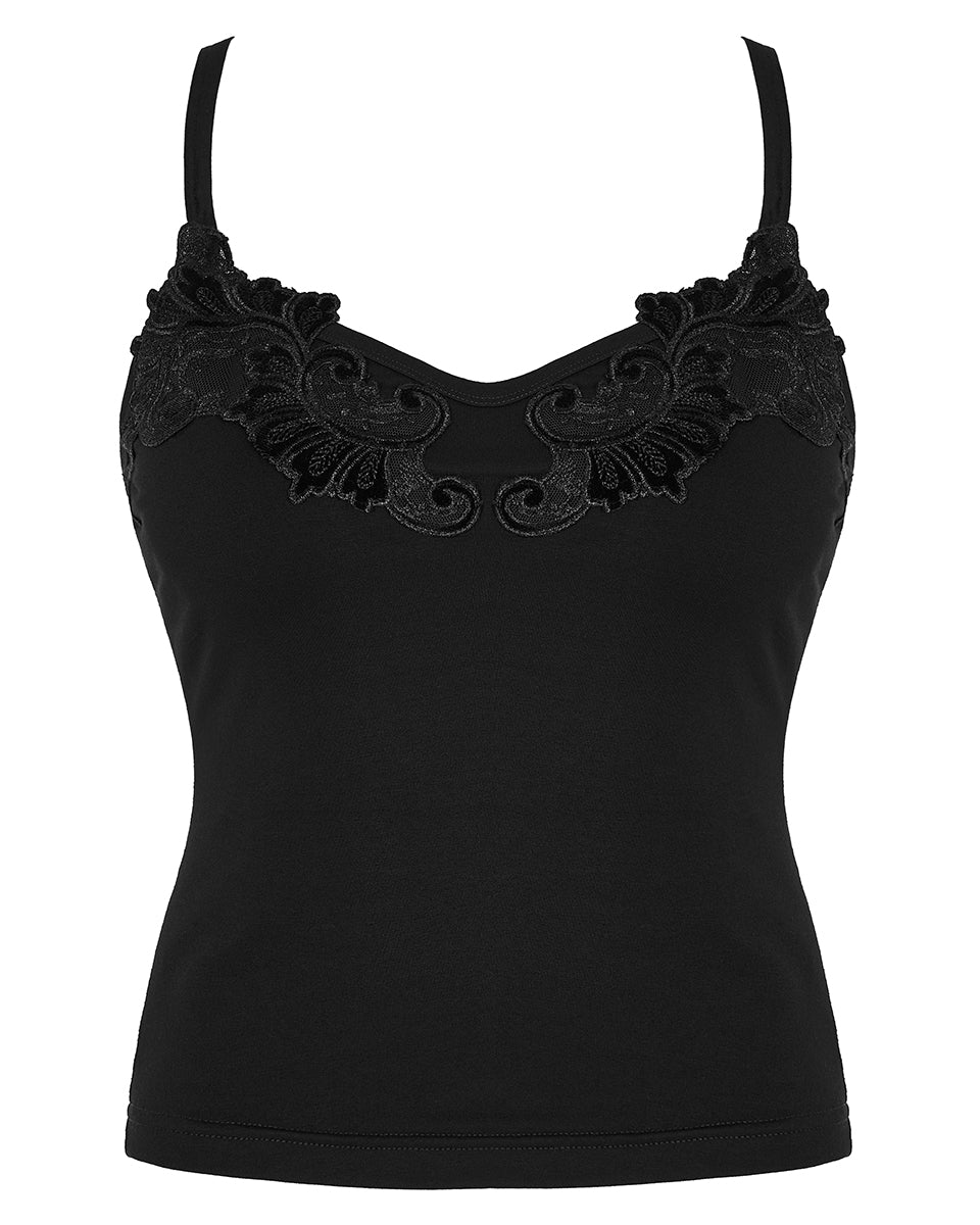 WT-718 Womens Gothic Applique Cami Top