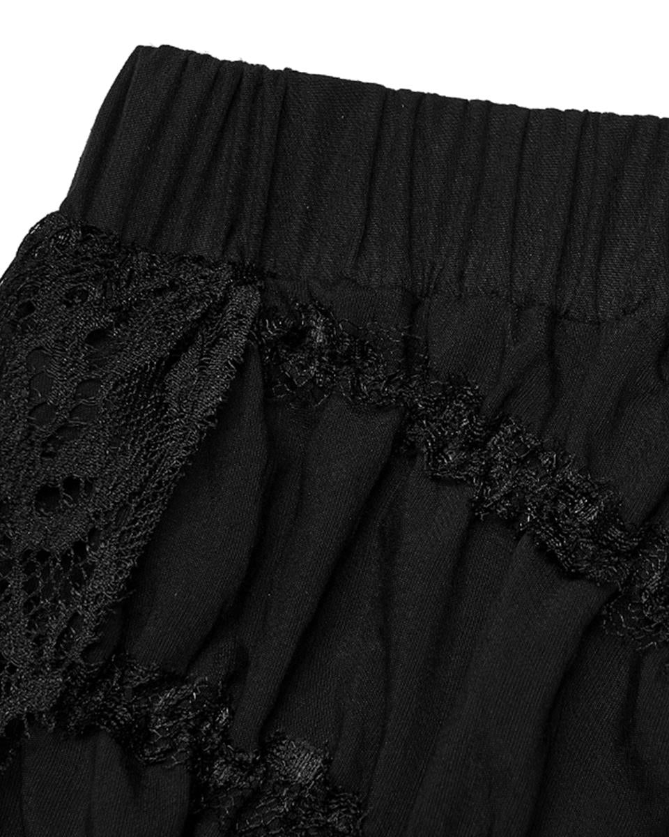 DQ-595 Plus Size Womens Gothic Spliced Lace Witch Skirt