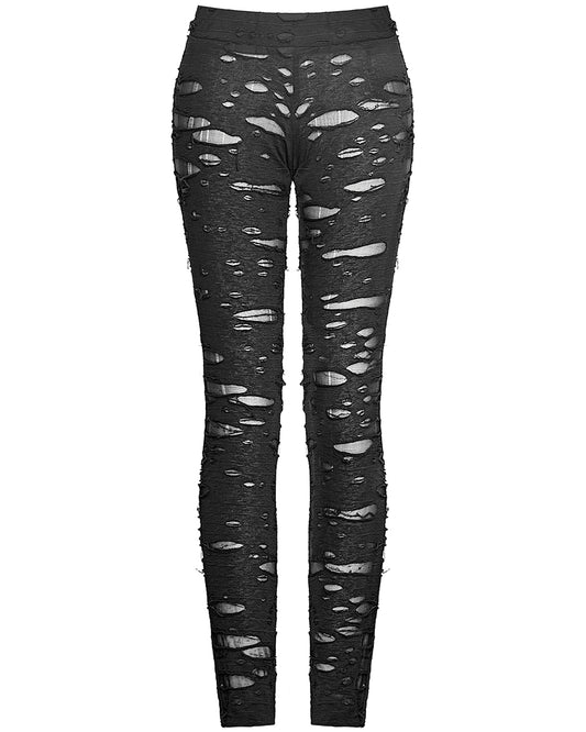 K099 Corrosion Womens Shredded Dieselpunk Leggings - Black