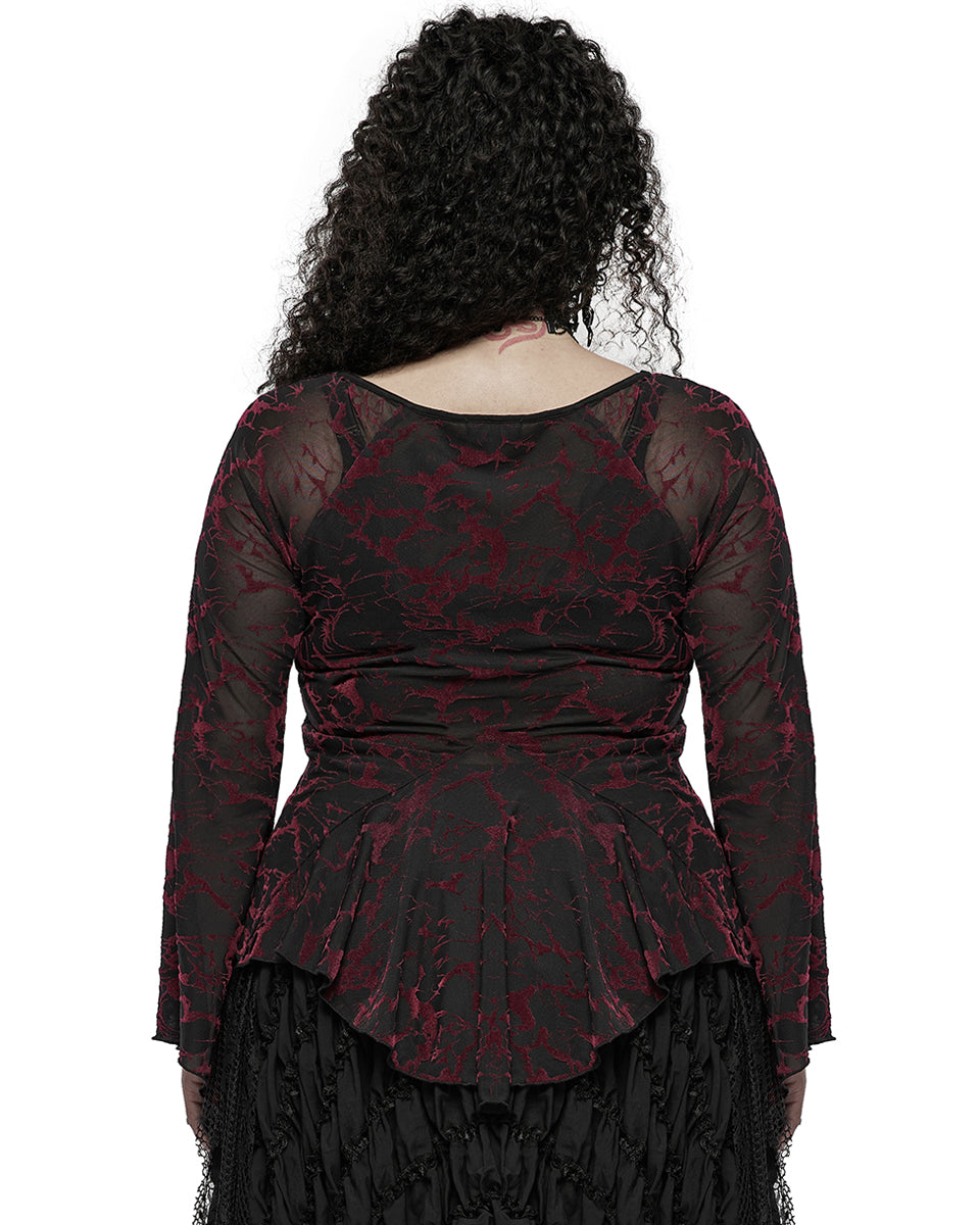 DT-728 Plus Size Womens Spliced Gothic Mesh Top