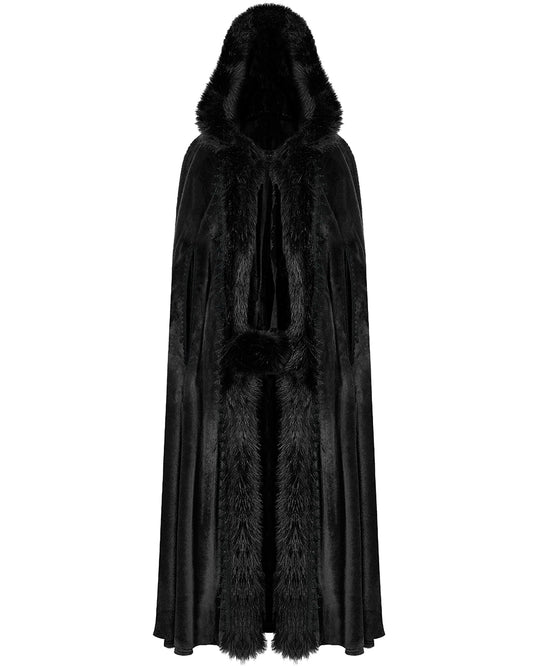 WY-1423 Womens Gothic Hooded Cloak - Black