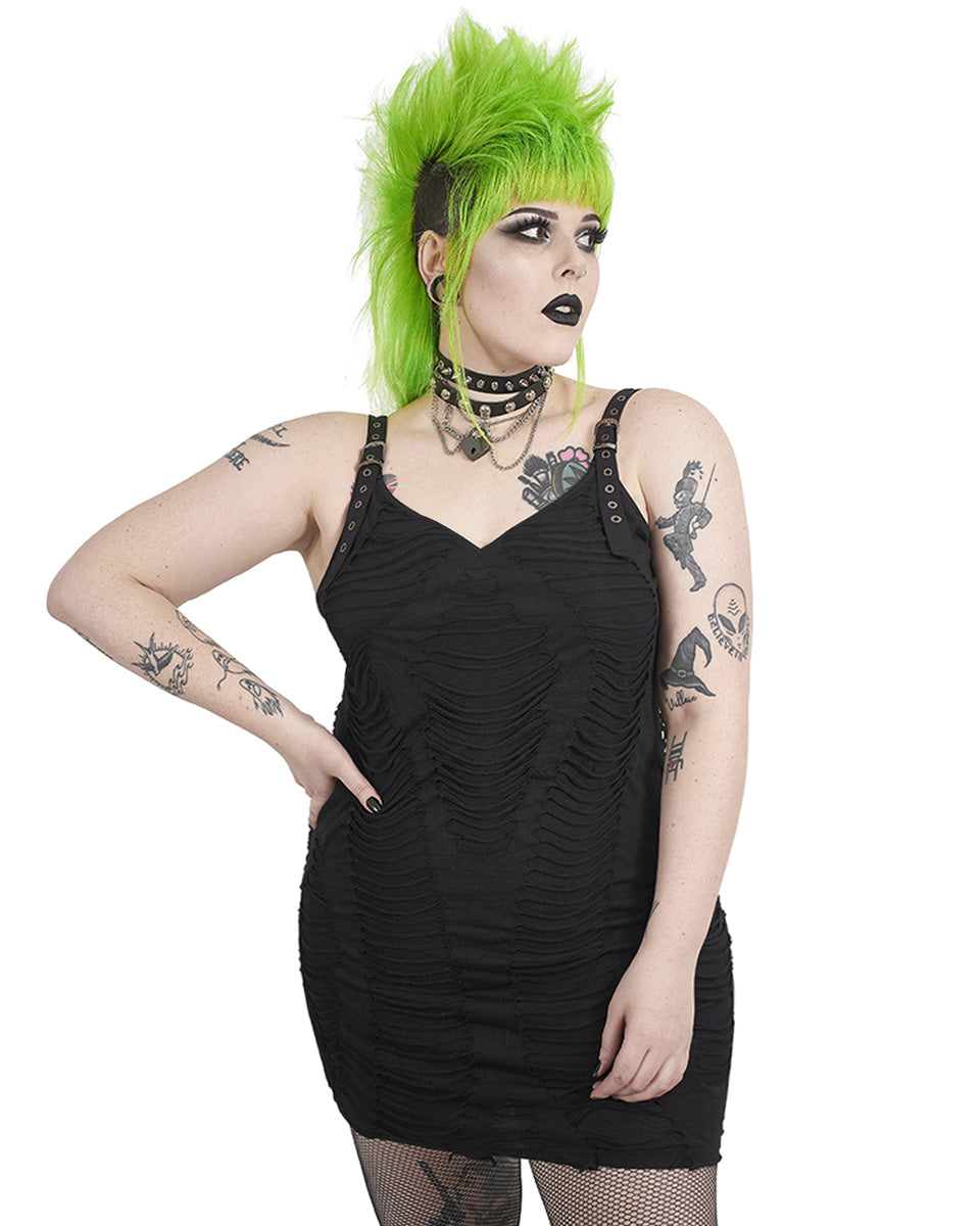 DQ-531 Plus Size Apocalyptic Punk Shredded Dress