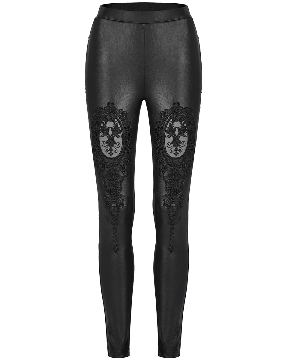 WK-522 Womens Gothic Lace Applique Leggings