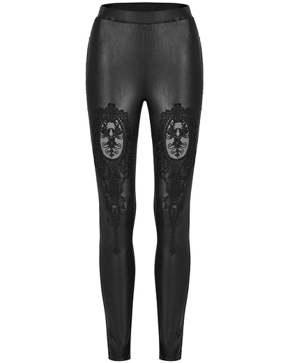 beWITCHing Lucy Black Goth Skull Print Alt Leggings Yoga Pants - Women