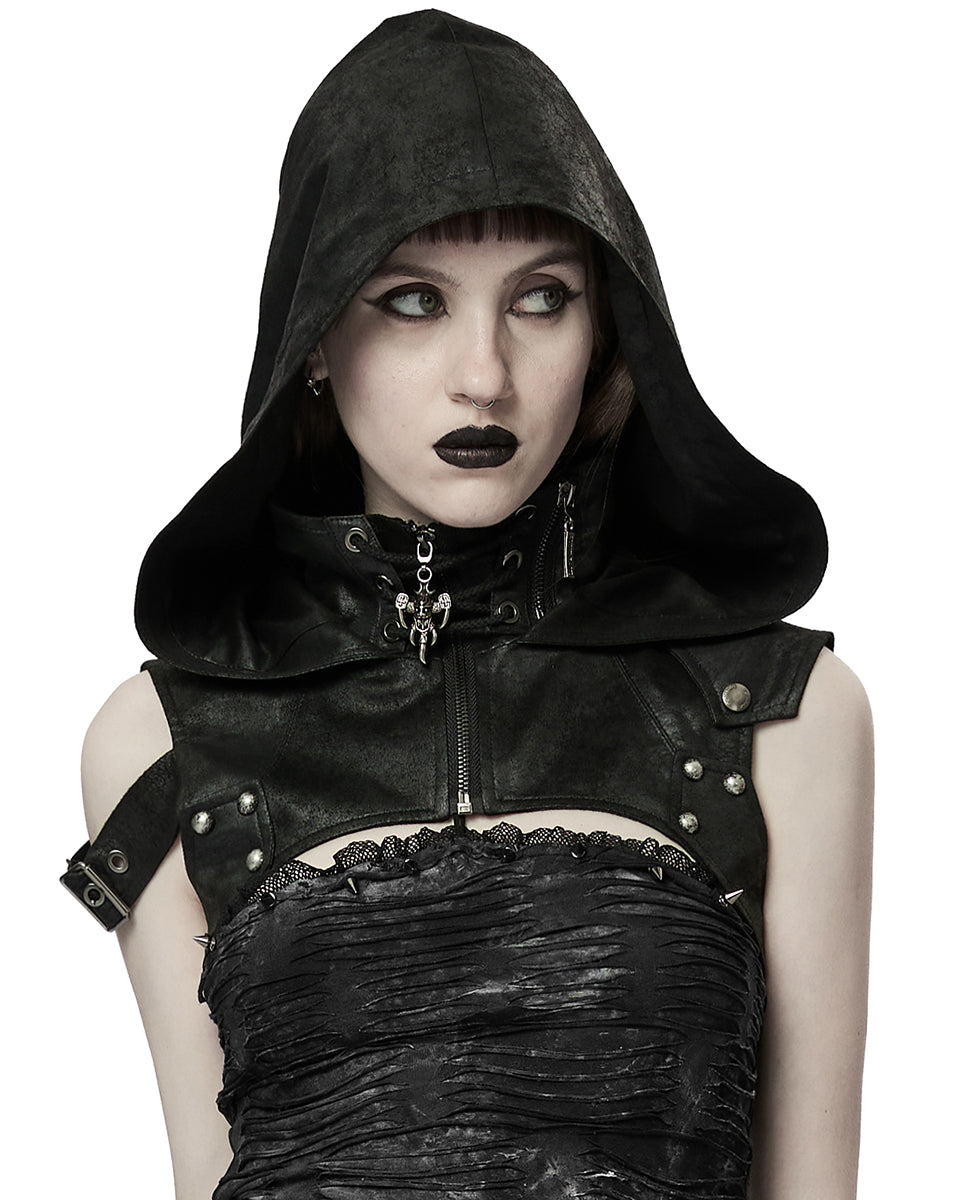 WS-275 Storm Womens Apocalyptic Gothic Hooded Harness Top