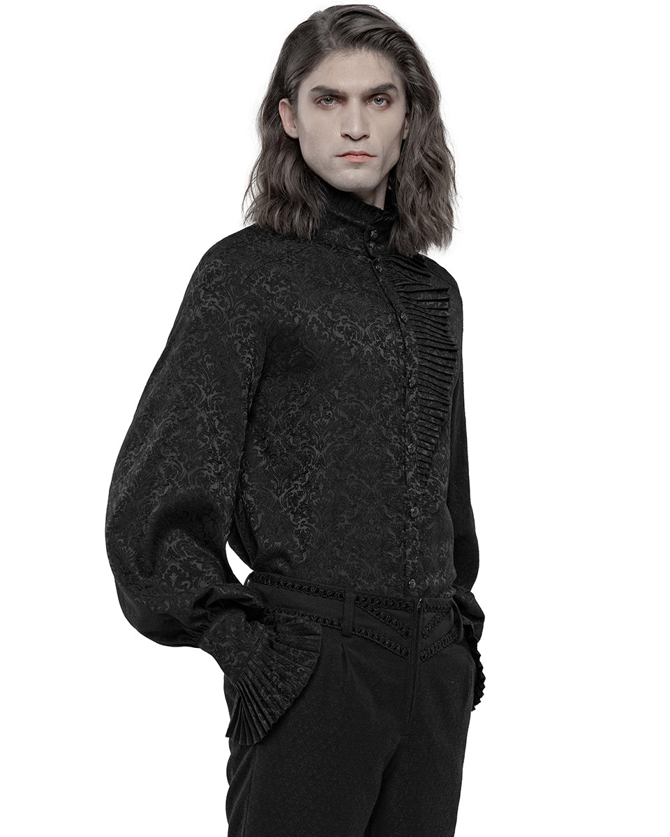 WY-1260 Fenwick Mens Gothic Regency Shirt - Black Jacquard