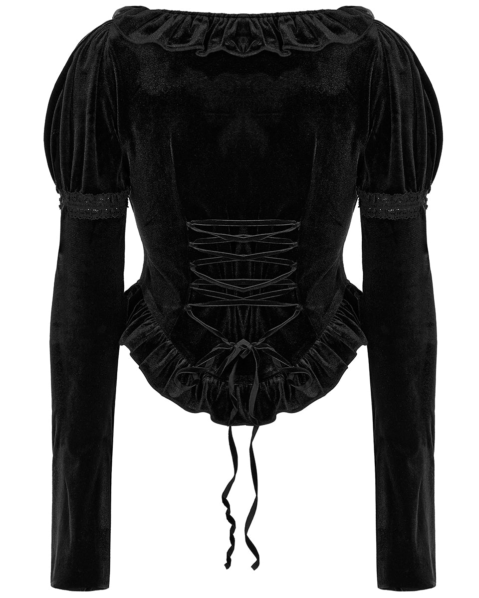 OPT-837 Daily Life Womens Retrogothic Lolita Velvet Blouse Top