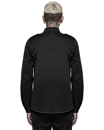 WY-1368 Mens Gothic Punk Wishbone Military Shirt