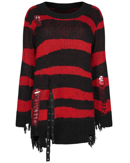 WM-063 Womens Knit Sweater - Black & Red