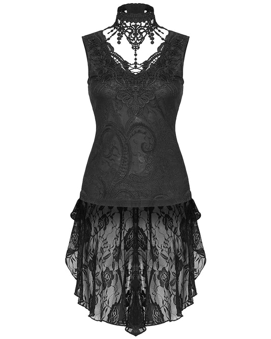 WT-653 Asterleine Womens Tailed Gothic Tank Top - Black