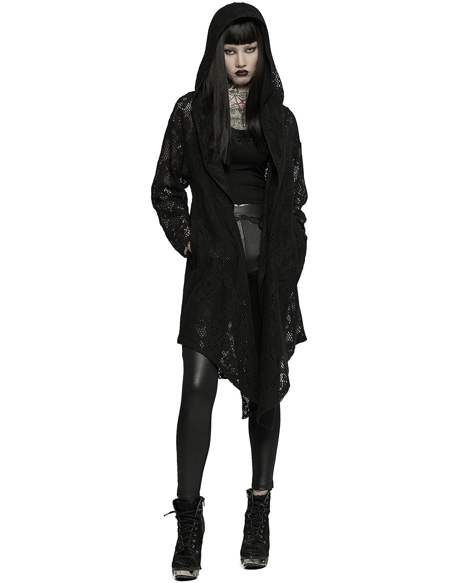 WY-1395 Womens Gothic Baroque Knit Hooded Cardigan Cloak