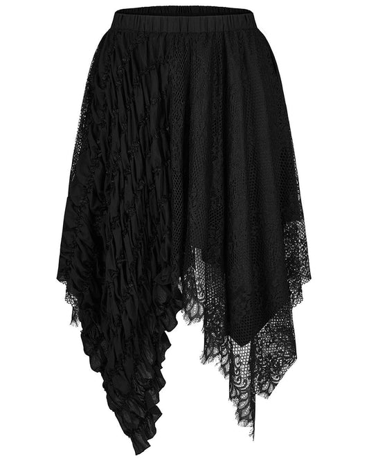 DQ-595 Plus Size Womens Gothic Spliced Lace Witch Skirt