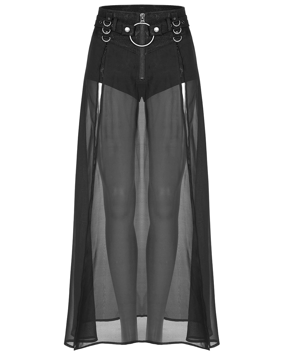 WQ-494 Womens CyberPunk Layered Hot Pants & Skirt