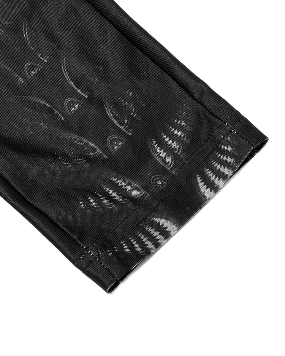 WK-491 Womens Serpentine Printed Mesh Cyberpunk Leggings - Black & Grey