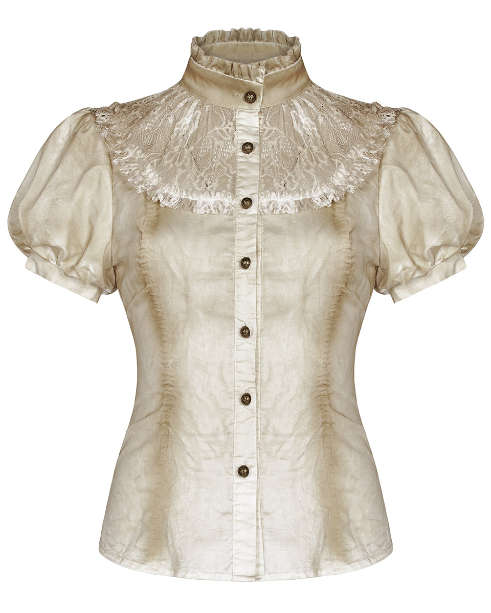 Y-988 Allysia Womens Steampunk Top - Vintage Off-White
