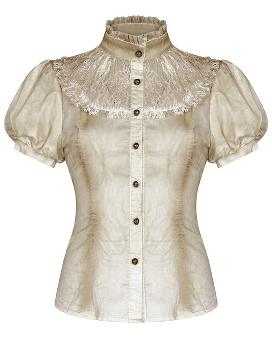 Y-988 Allysia Womens Steampunk Top - Vintage Off-White