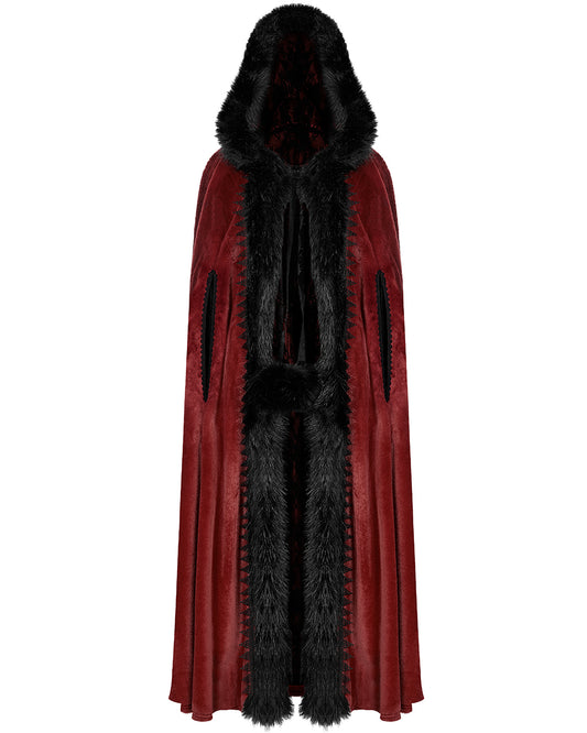 WY-1423 Womens Gothic Hooded Cloak - Red & Black