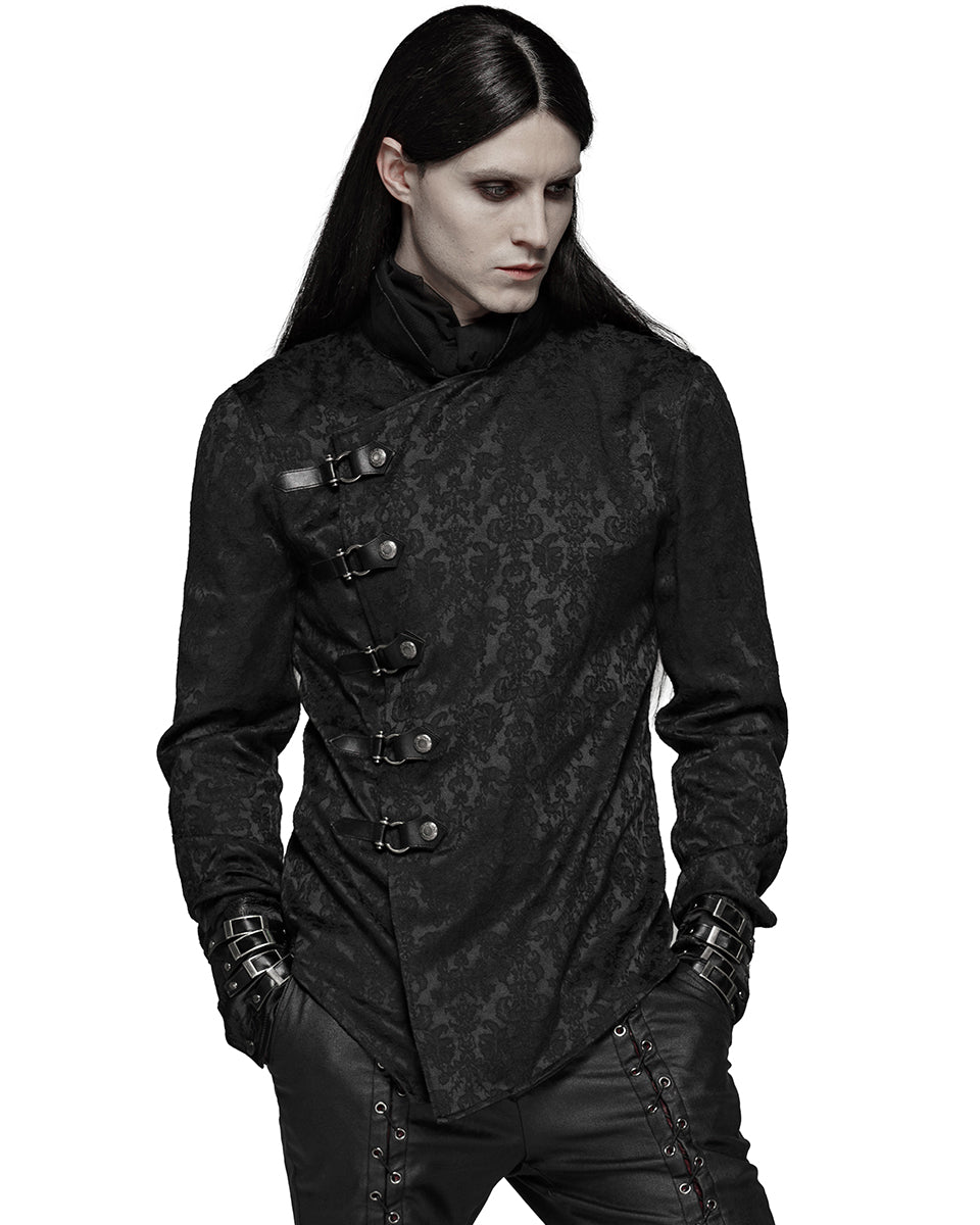 WY-1105 Archeleus Mens Gothic Shirt - Black Brocade