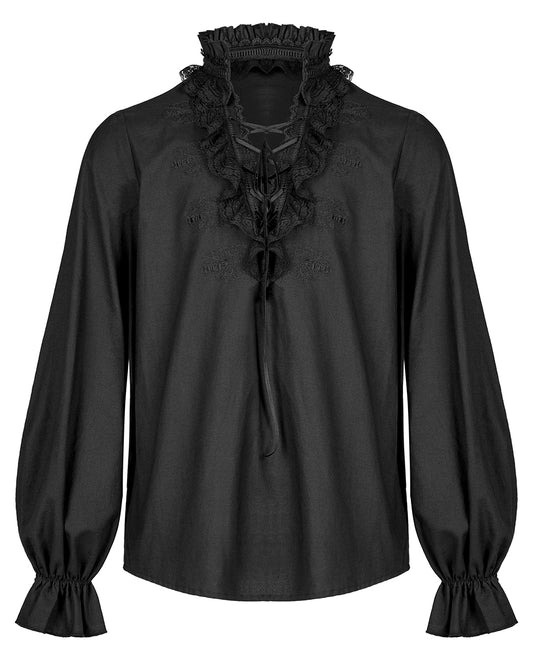 WY-1367 Mens Gothic Embroidered Wishbone Pirate Shirt