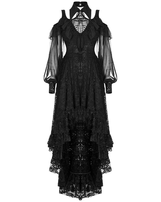 WQ-605 Decadent Gothic Floral Lace Hi Low Dress