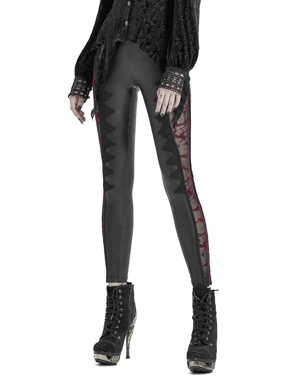 WK-463 Gothic Leggings - Black & Red