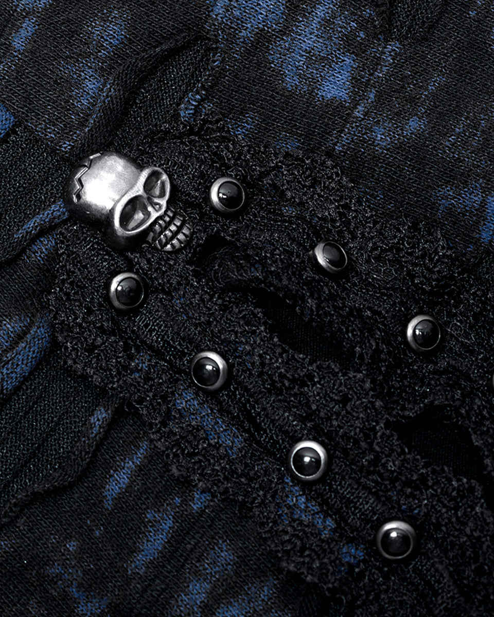 WQ-564 Womens Broken Knit Shredded Mesh Slip Dress - Black & Blue