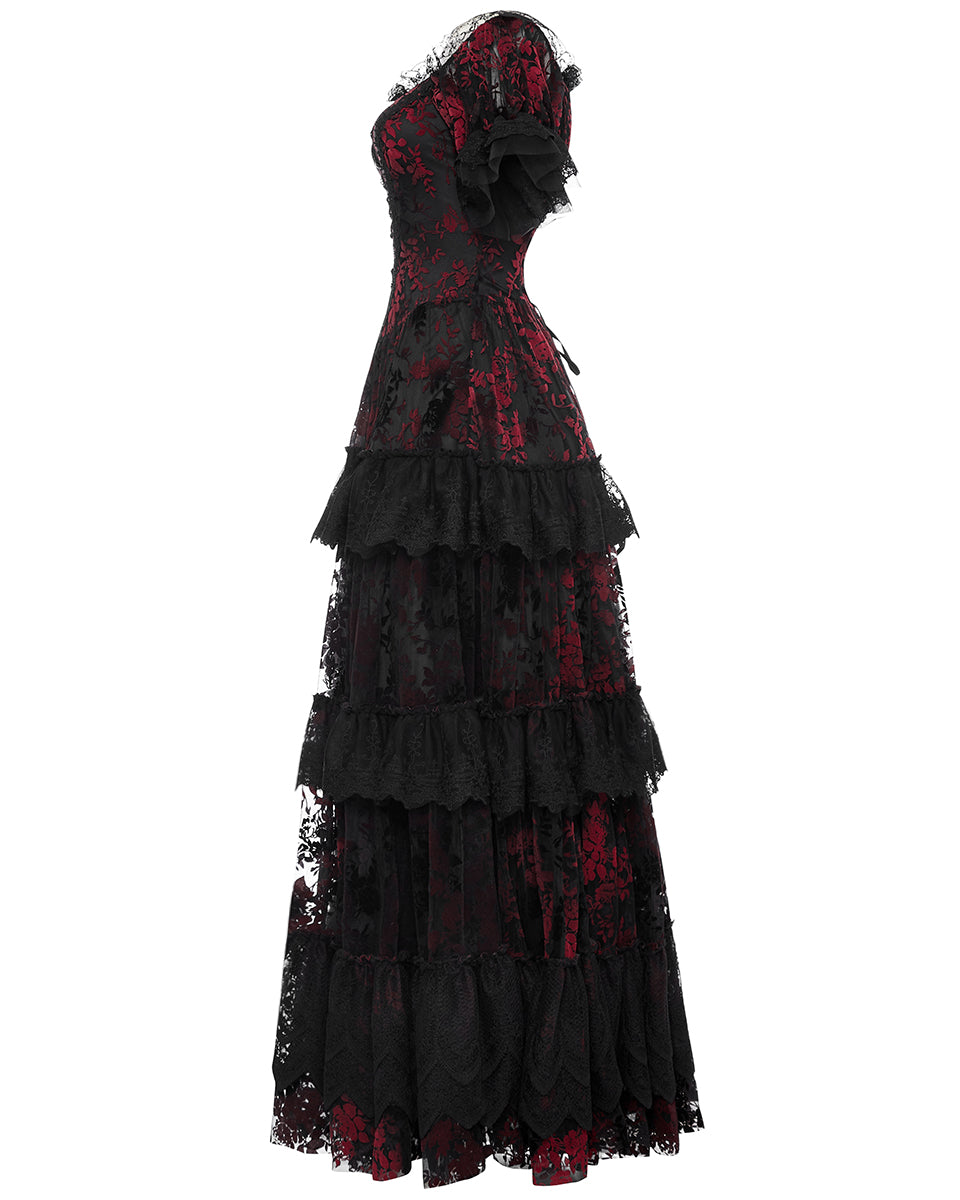 Dark red lace outlet dress