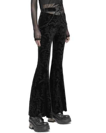 OPK-476 Daily Life Casual Baroque Gothic Velvet Flared Pants