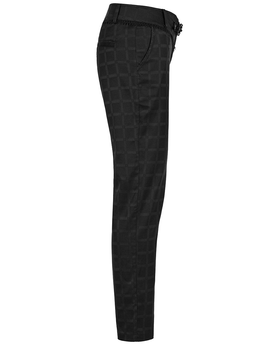 WK-528 Mens Dark Gothic Plaid Dress Pants