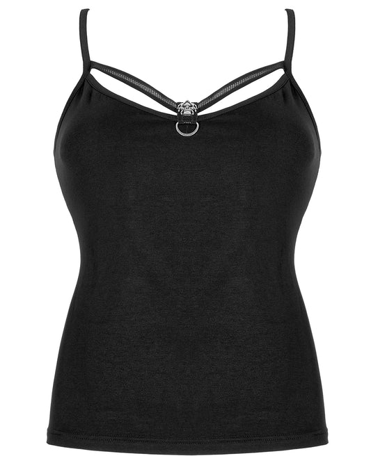 WT-693 Skullshadow Womens Gothic Tank Top Vest - Black