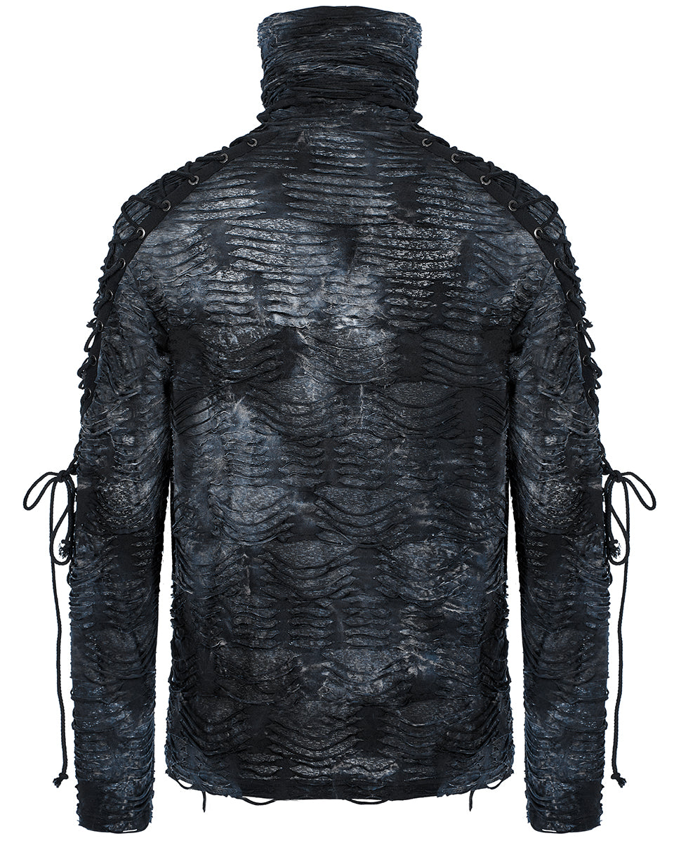 WT-749 Mens Shredded Knit Apocalyptic Gothic Sweater Top