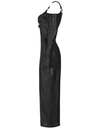 WQ-553 Womens Long Gothic Cyber Punk Serpentine Side Splits Maxi Dress