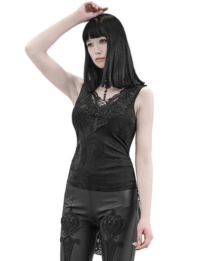 WT-653 Asterleine Womens Tailed Gothic Tank Top - Black