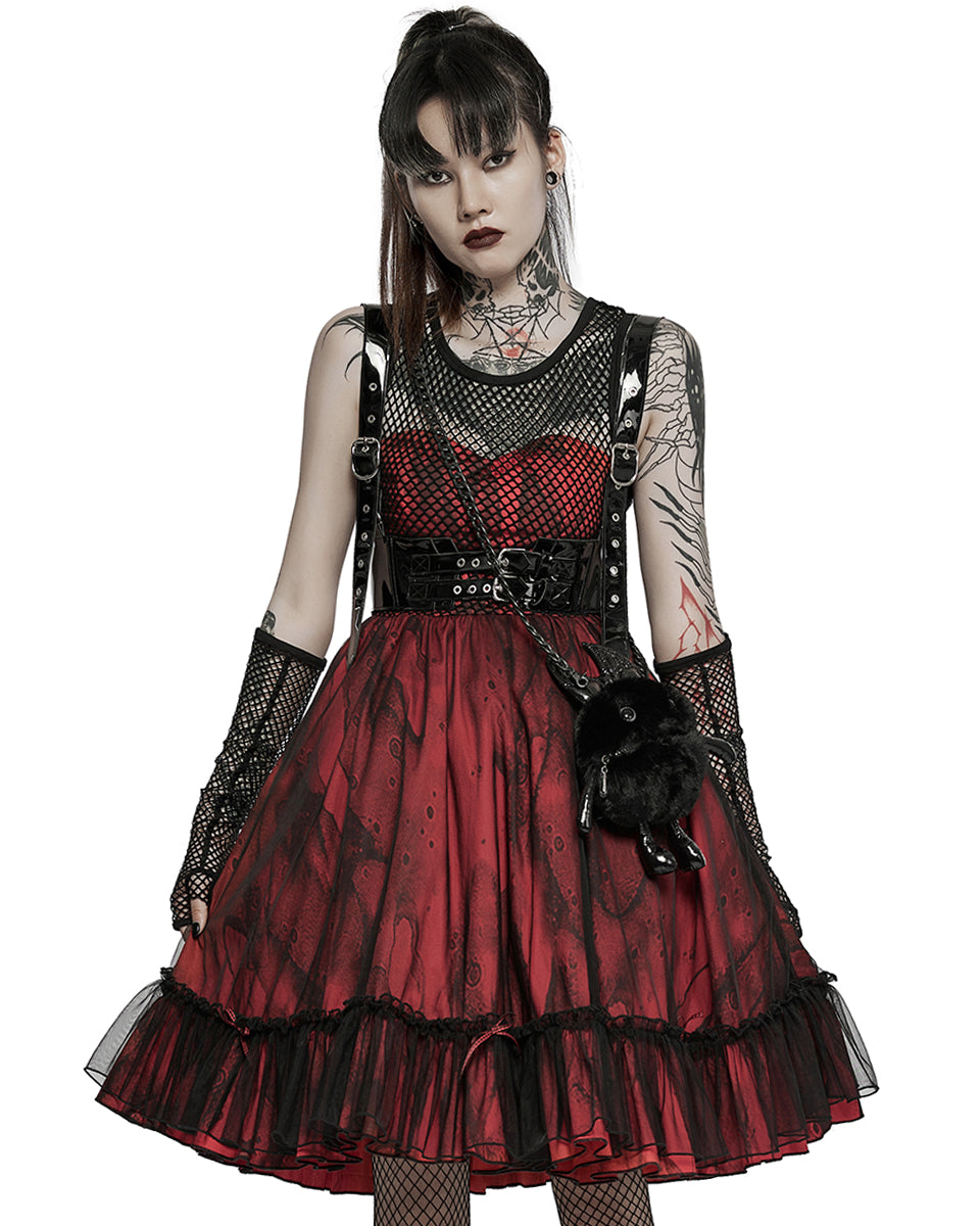 WLQ-099 Pyon Pyon Womens Gothic Layered Party Dress & Mesh Sleeves Set