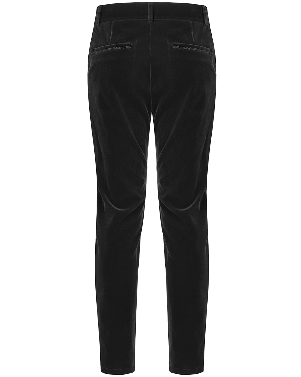 K442 Lisanthium Mens Gothic Regency Dress Pants - Black Velvet Punk Rave K442 Lisanthium Mens Gothic Regency Dress Pants - Black Velvet Punk Rave