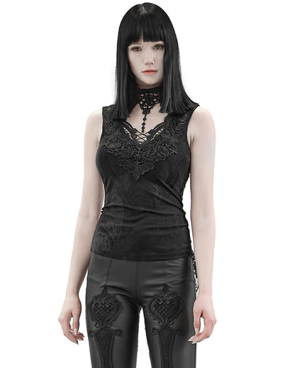 WT-653 Asterleine Womens Tailed Gothic Tank Top - Black