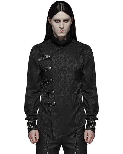 WY-1105 Archeleus Mens Gothic Shirt - Black Brocade