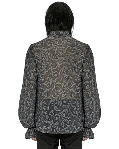 WY-1446 Mens Gothic Embossed Chiffon Dress Shirt - Grey