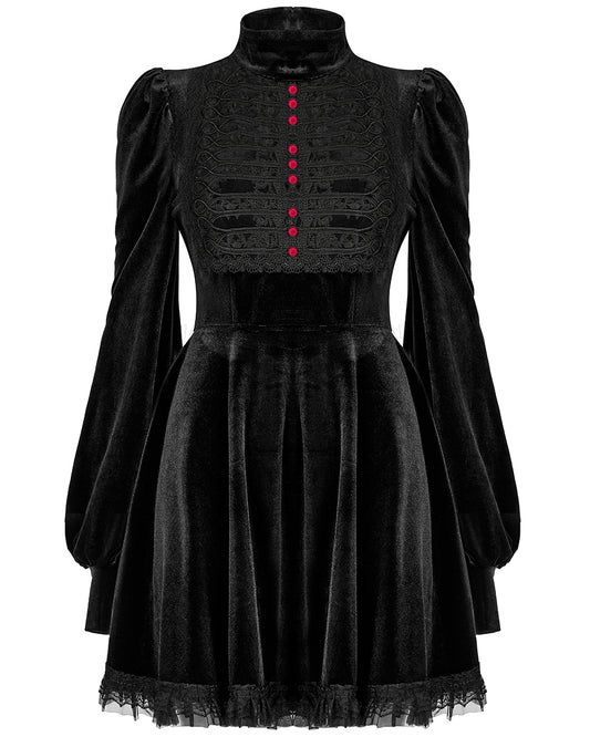 OPQ-1322 Daily Life Retrogothic Velvet A-Line Mini Dress