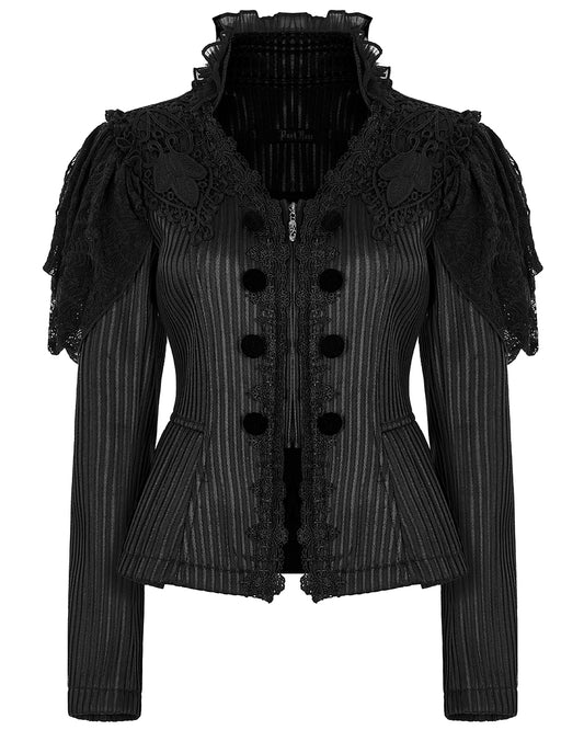 WY-1385 Womens Gothic Lolita Lace Applique Jacket - Black