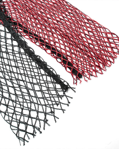 WT-698 Womens Daily Punk Splicing Fishnet Top - Red & Black