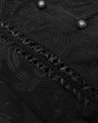 WY-1359 Womens Dark Gothic Cutout Applique Jacquard Hooded Cloak Jacket