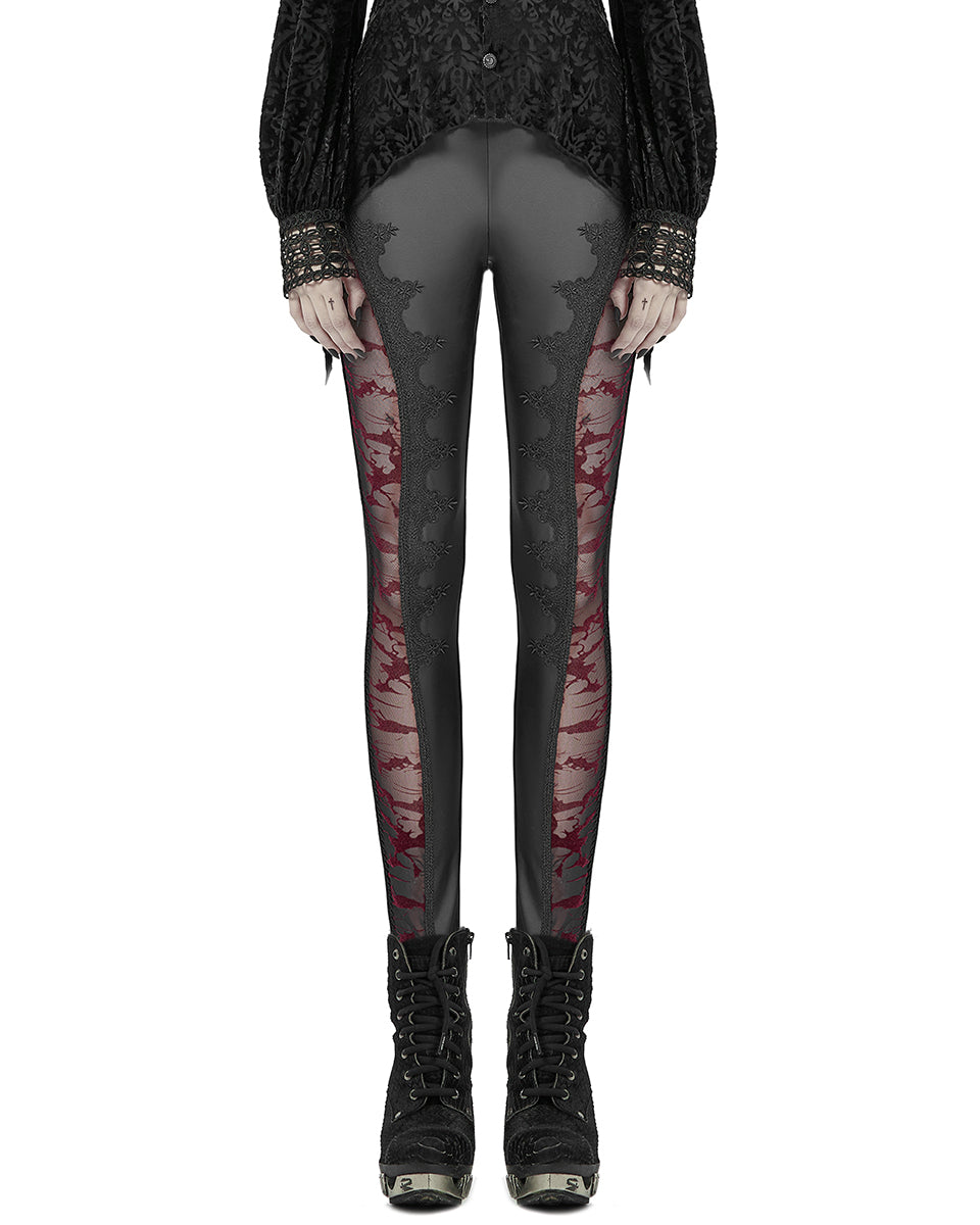 WK-463 Gothic Leggings - Black & Red